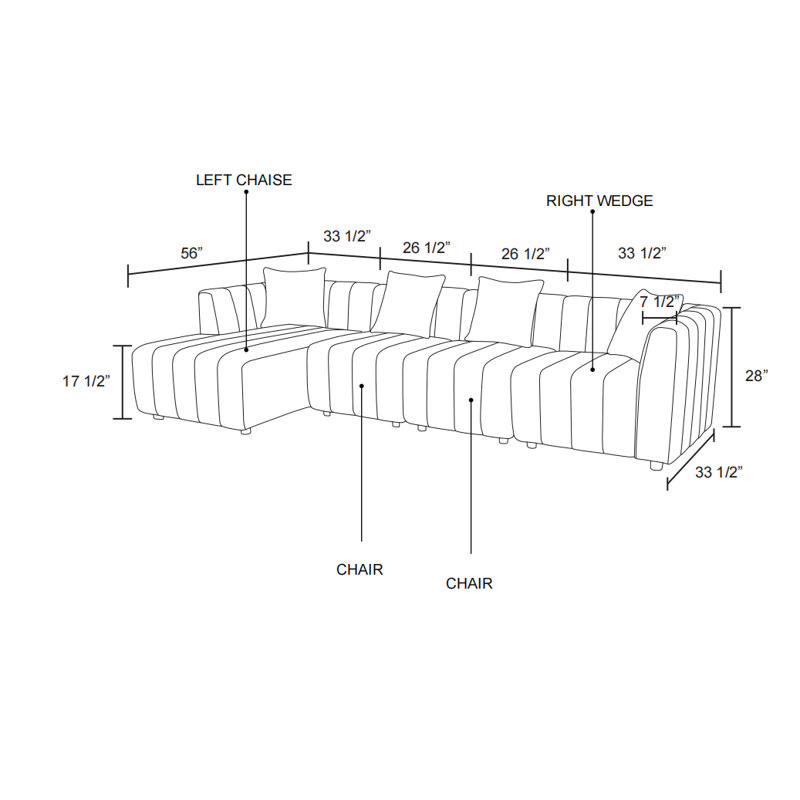 Cyera Upholstered L-Shaped Sectional, Left Hand Facing