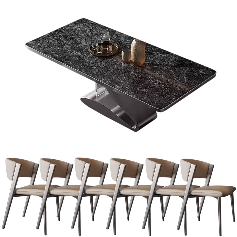 Modern simple rectangular home dining table sets, Black, 29.53"H x 55.12"L x 31.5"W