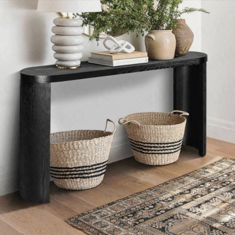 60'' Thick Top Entryway Table, Curved Legs, Support The Installation Of Inward-facing Or Outward-facing For Sofas, Entryway - Black