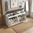 2-Tier Adjustable Shoe Cabinet,Upholstered Shoe Storage Bench With Cabinet-2131612155