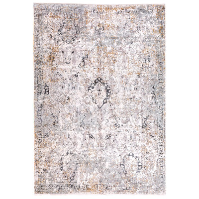 6x9 White and Gray Turkish Antep Rug
