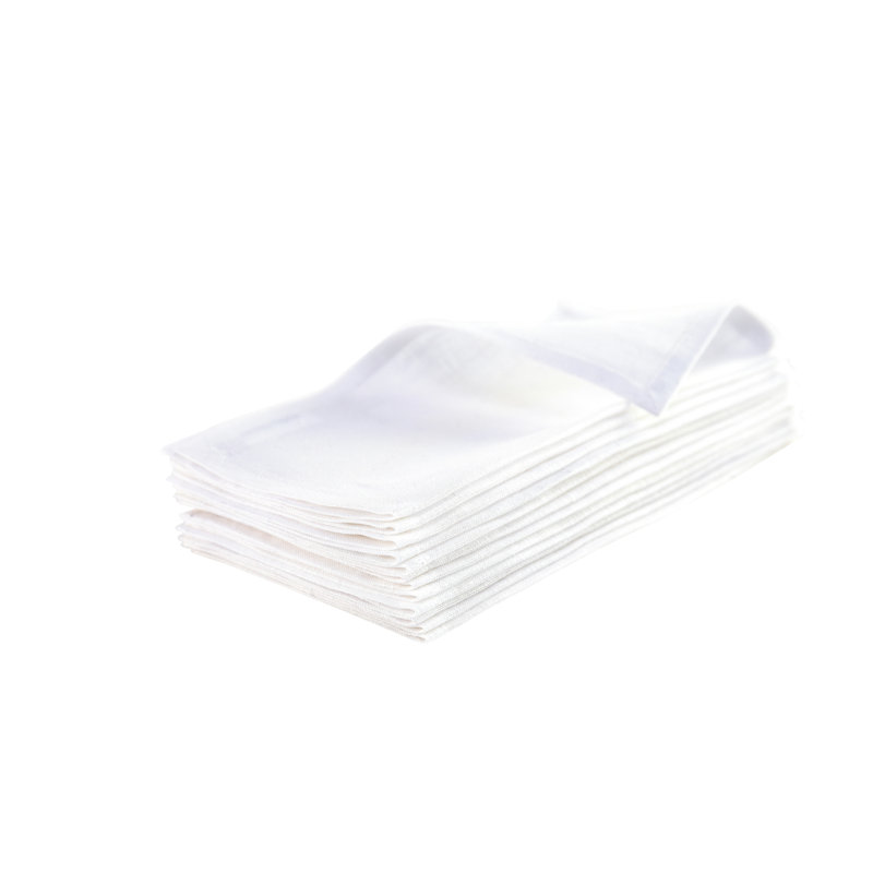 100% Pure Linen Cocktail Napkins - Athena, White, 9" x 9"