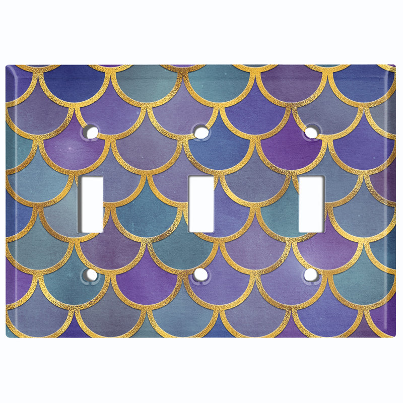 Patterned 3 - Gang Toggle Light Switch Standard Wall Plate, Blue/Purple