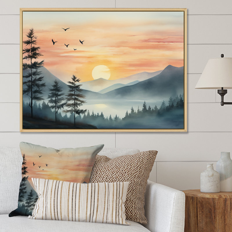 Afrique, Serengeti, coucher de soleil III, Cadre naturel flottant, H 34 po x l 44 po x P 1,5 po