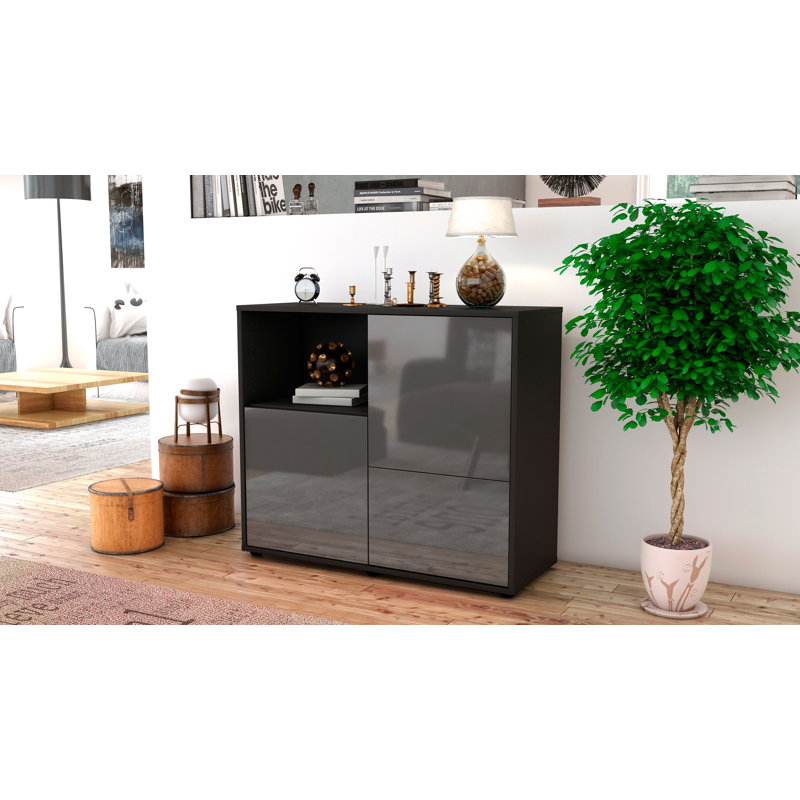Powhattan 92cm Sideboard, Anthracite/High-gloss grey