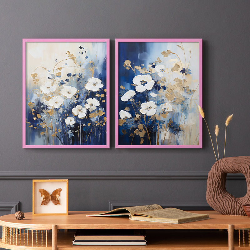 Série FLORAL CCLXV - Reproduction encadrée de qualité supérieure - prête à être accrochée - aucun clou requis - aucun clou requis