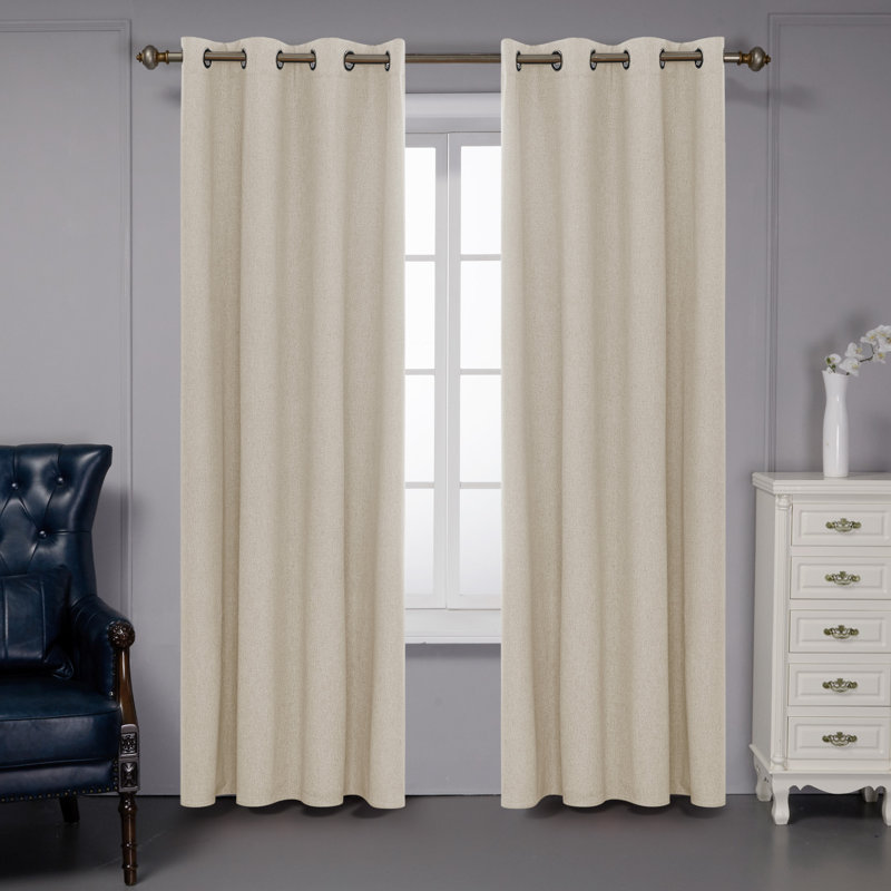 Ipswich Blackout Thermal Grommet Curtain Panels, 52" W x 95" L, Flaxen