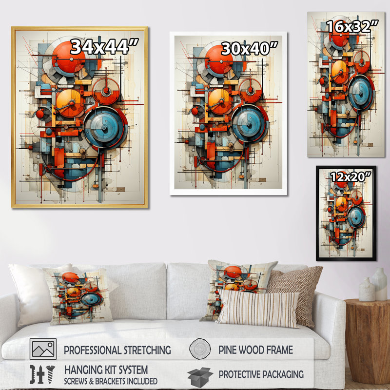 «Constructivism Dynamic Assemblage Geometric III», reproduction d'art sur toile, Noir, H 40 po x l 30 po x P 1,5 po