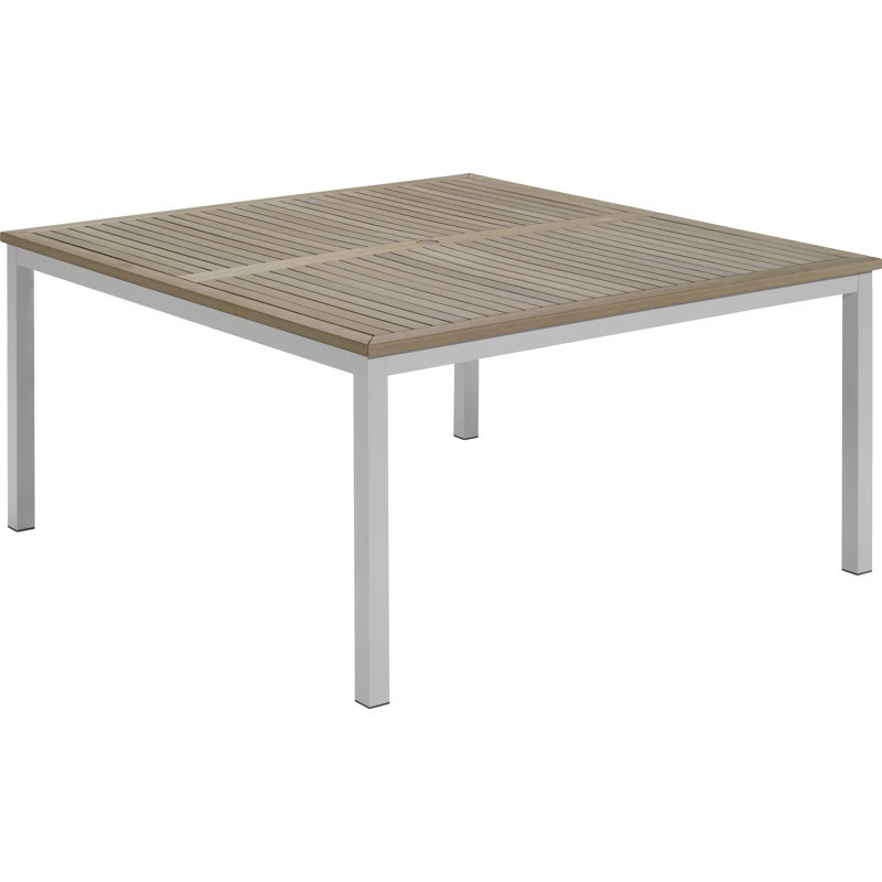 Travira Square Tekwood Outdoor Dining Table, Natural Tekwood