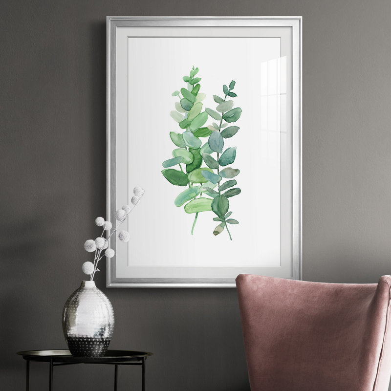 Eucalyptus II - Peinture sur toile encadrée, Argent, H 26,5 po x l 36,5 po x P 1,5 po