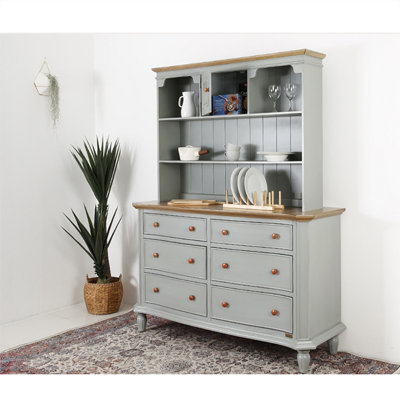grey dresser kitchen Floren Contemporary Weathered Gray Wood 6-Drawer Dresser – Roundhill  Furniture main image 1