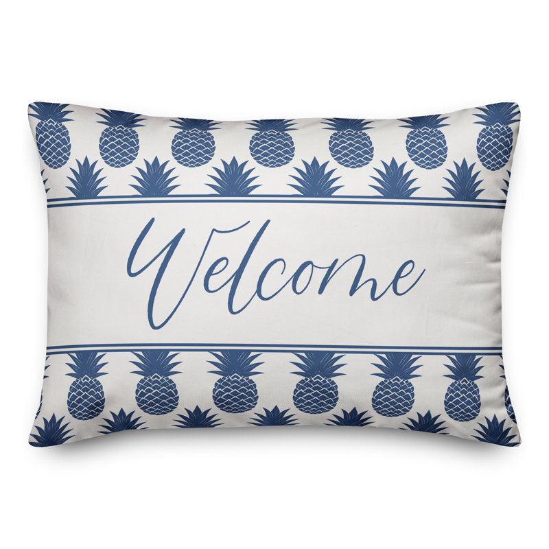 Geometric Outdoor Reversible Throw Pillow, Blue