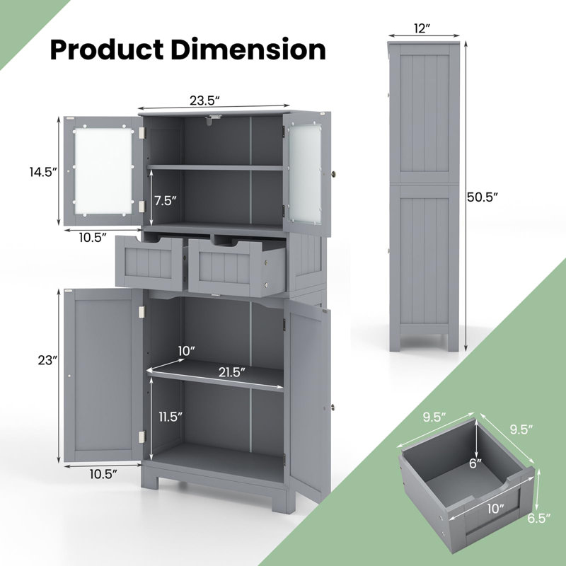 Brandia Freestanding Bathroom Cabinet, Gray