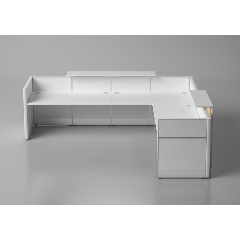Nathanyl 2 Person L-Shaped Synthetic Laminate Reception Desk with Power Outlet