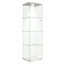 4-Tier Single Door Glass Display Cabinet with LED Lights,  Fully Transparent Tall Curio Cabinet, Black / White-1289749258