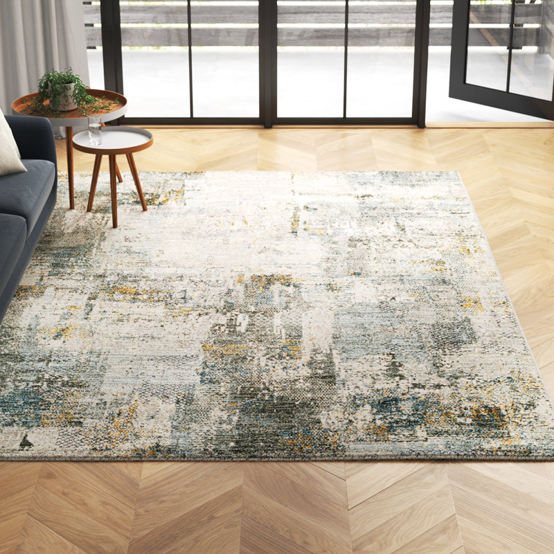 Delia Machine Woven Modern Olive Area Rug, Rectangle 7'10" x 10'3"