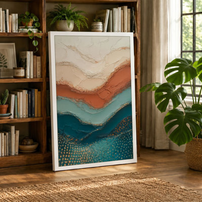 Layered Earth and Water Abstract 1 Piece Wrapped Canvas Wall Art