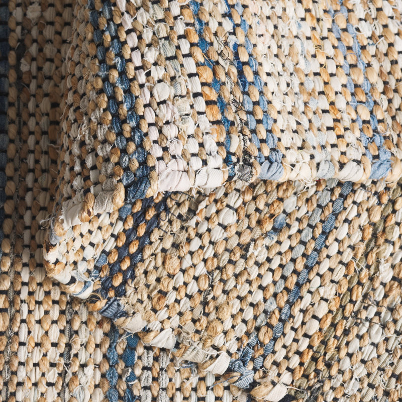 Cape Cod 153 Hand Woven Denim/Jute/Cotton Rug in Blue/Beige, Rectangle 5' x 8'