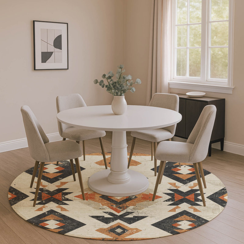 Premium Machine Washable Fairwood AMF1882 Aztec Rug, Round 8'