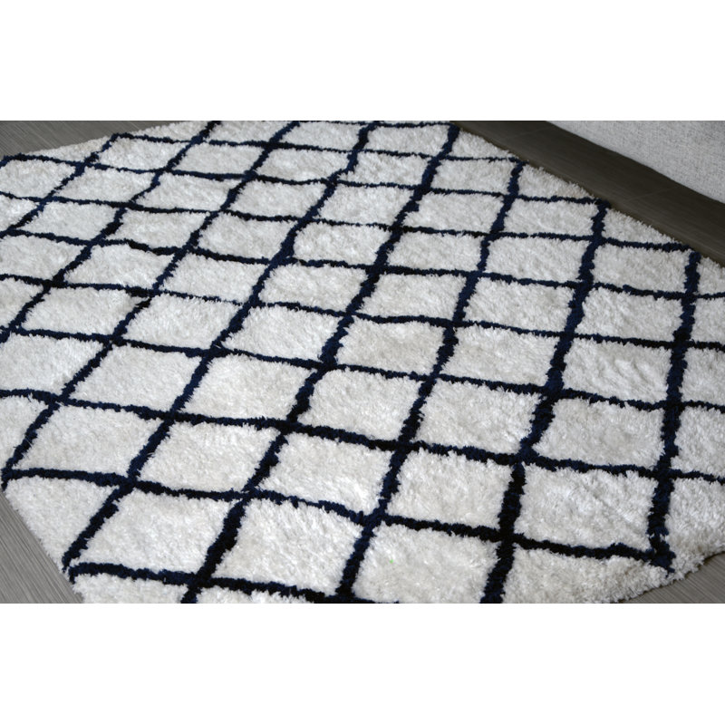 Tapis blanc touffeté géométrique fait main Coggan