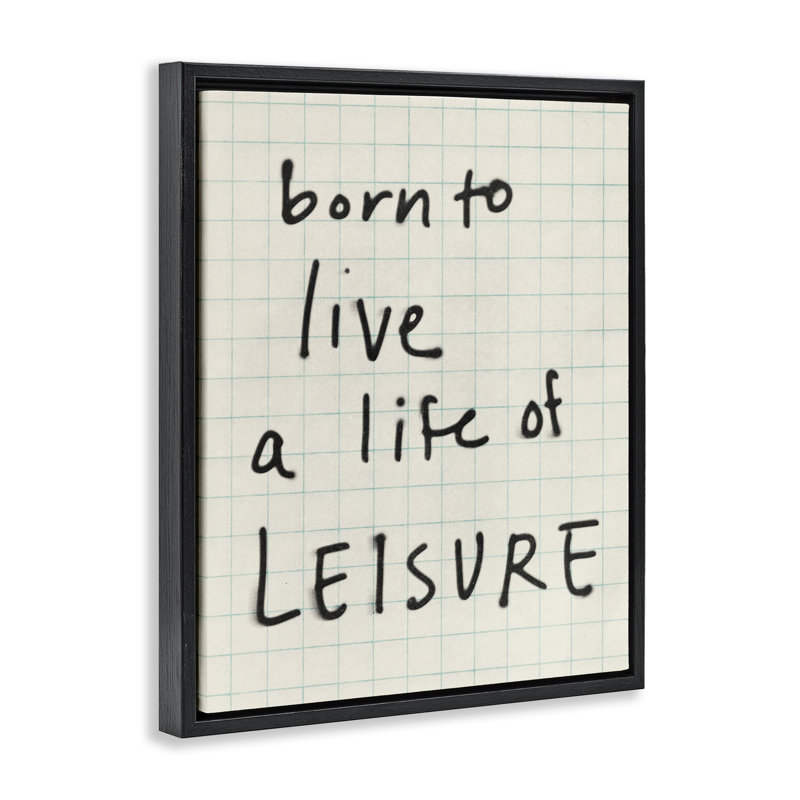 «Life of Leisure», art mural encadré flottant sur toile, design par Victoria Barnes, Cadre flottant noir de jais