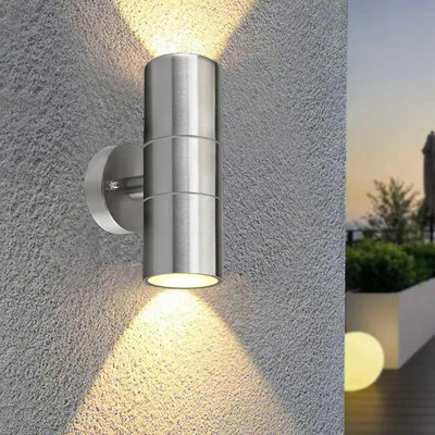 GU10 Stainless Steel Outdoor Up Down Wall Light Lamp (Silver)