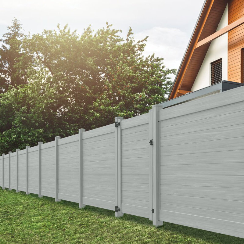 Horizontal Fence Driftwood Vinyl Privacy Panel Kit, 70.5" H x 90.75" W x 5" D