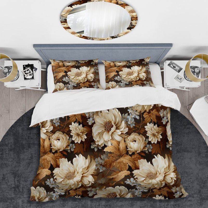 Ensemble de housse de couette Rustic Brocade Elegance Victorian Pattern, Housse de couette pour grand lit et 2 taies décor