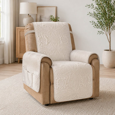 Quilted Water Repellent Recliner Chair Cover with Pockets