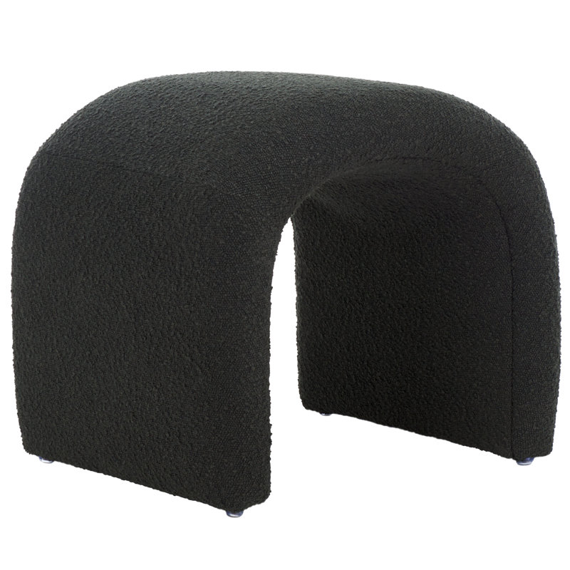 Repose-pieds standard en velours de 20,08 po Andeana, Bouclé noir