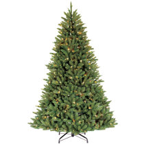 The Holiday Aisle® 6'5 H Green Artificial Pine Feather Christmas Tree LED