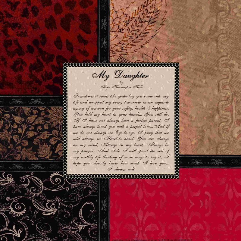 «Fashionable Daughter Poem», reproduction sur toile tendue, H 12 po x l 12 po