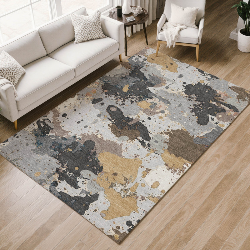 Tapis moderne lavable à la machine de qualité supérieure Mayfield AMF2217, Grey, 10 pi x 14 pi