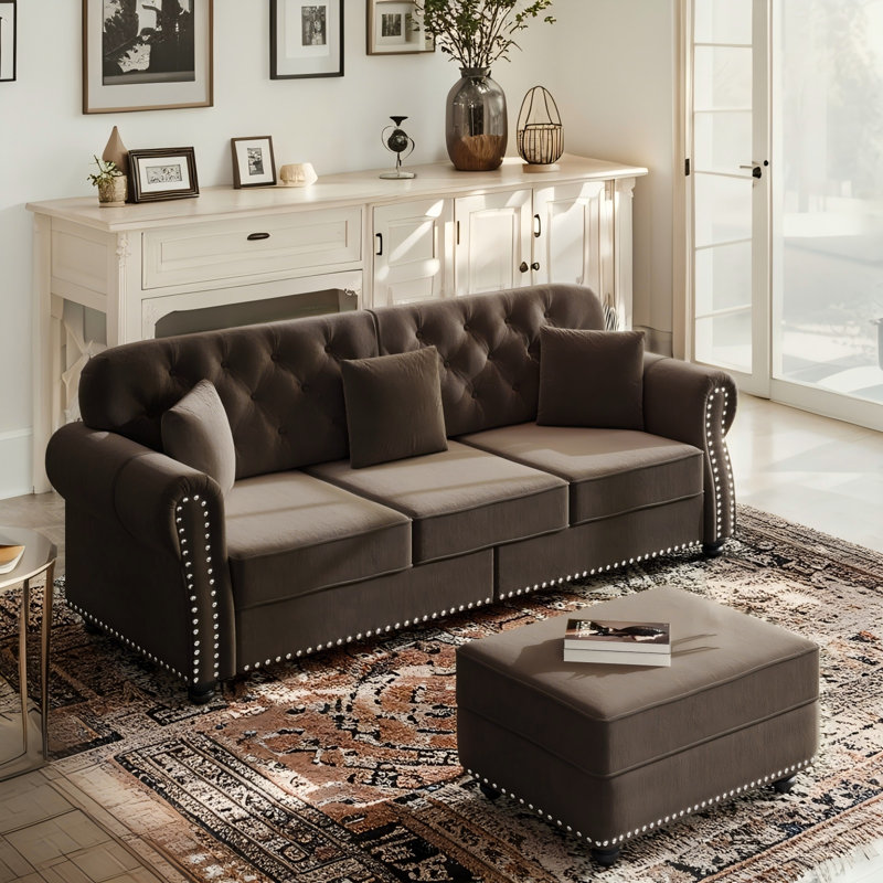 Canapé Chesterfield 82,6 po, Brun