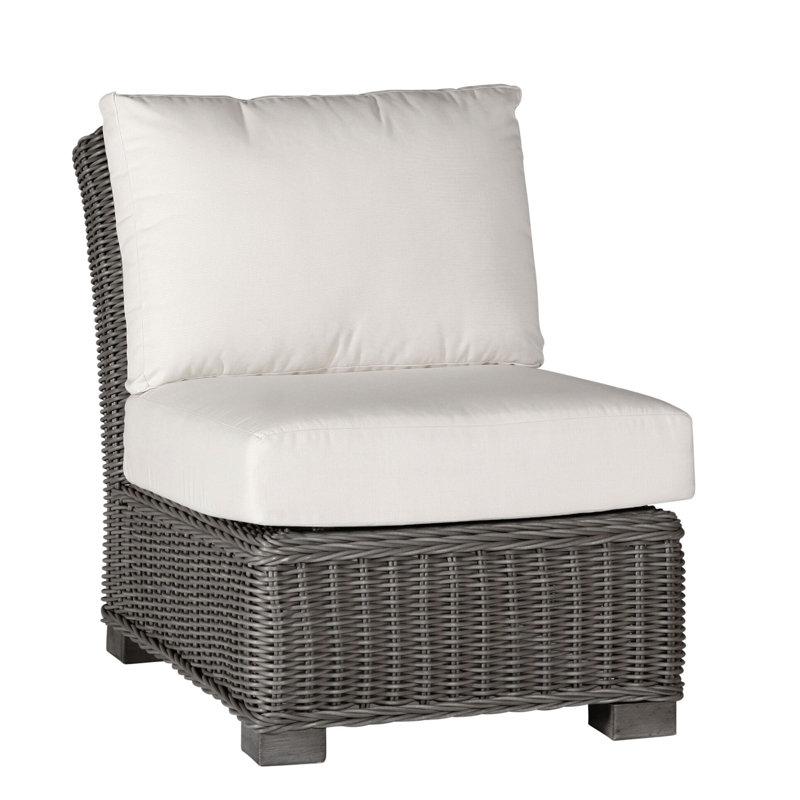 Rustic Woven Sectional Slipper Chair, Slate Gray, Rollo Lace InsideOut® Linen, Welt