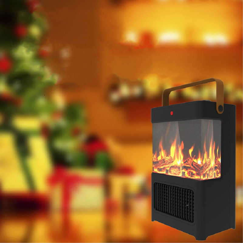 Chaufferette électrique 1500W, flamme à DEL 3D, portable, double pour la maison, le bureau, l'intérieur, la décoration de Noël, l'intérieur et le bureau,