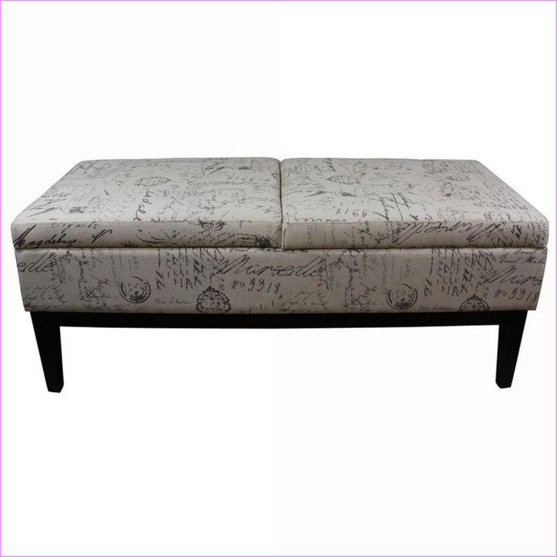 Banc de rangement, L 48 po à double élévation, impression de l'Ancien Monde pour vestibule / salon | Noir | Bois