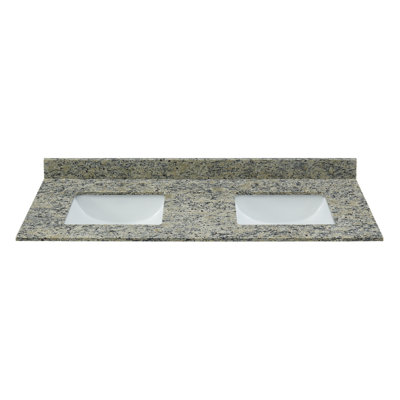 Comptoir de meuble-lavabo en granite 61 po avec double évier et dosseret Santa Cecilia