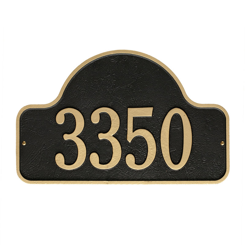 Plaque d'adresse murale 1 ligne Lexy, Noir / or, Oui
