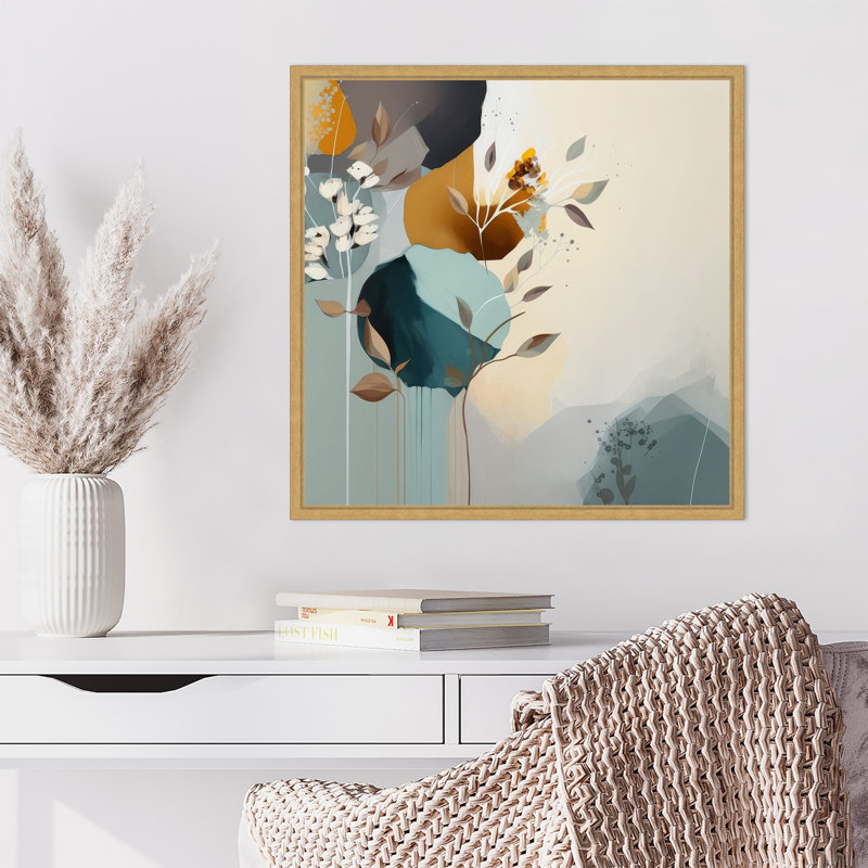 «Abstraction Aqua Blooms IV» par Wrenn, reproduction d'art sur toile encadrée, H 22 po x l 22 po