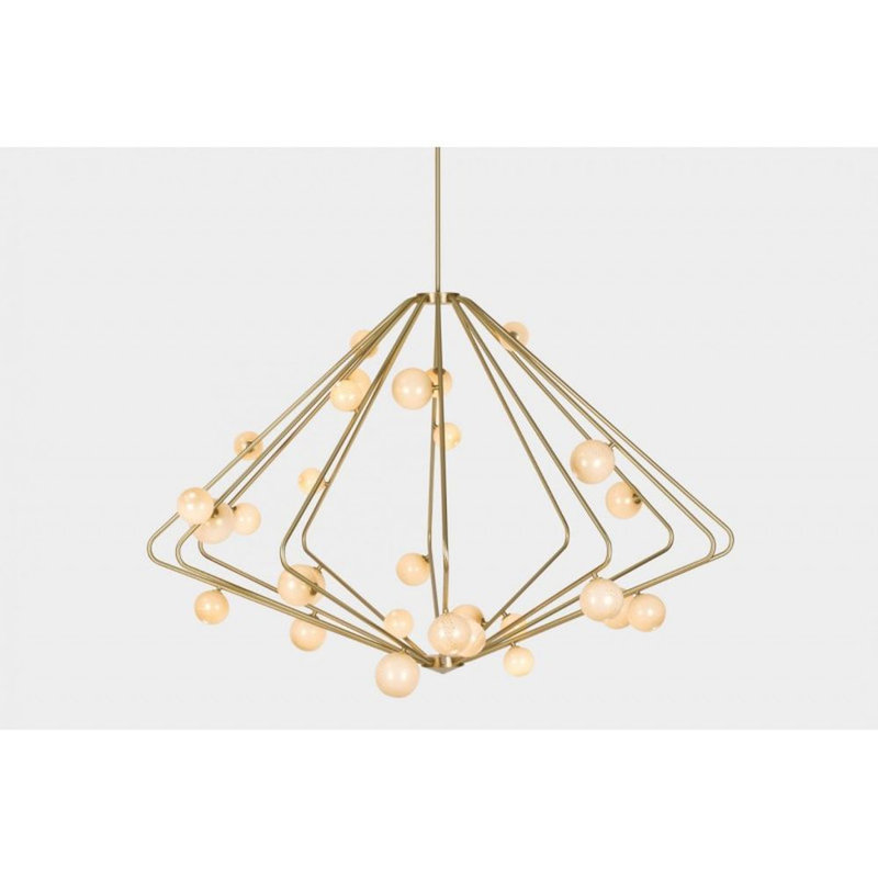 Lustre linéaire contemporain Cherry Bomb, Couleurs de l'aurore, Bronze brossé, 55" Width x 54" Depth x 38" Height