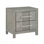 Table de chevet 2 tiroirs en bois gris, style moderne avec poignées en métal argenté
