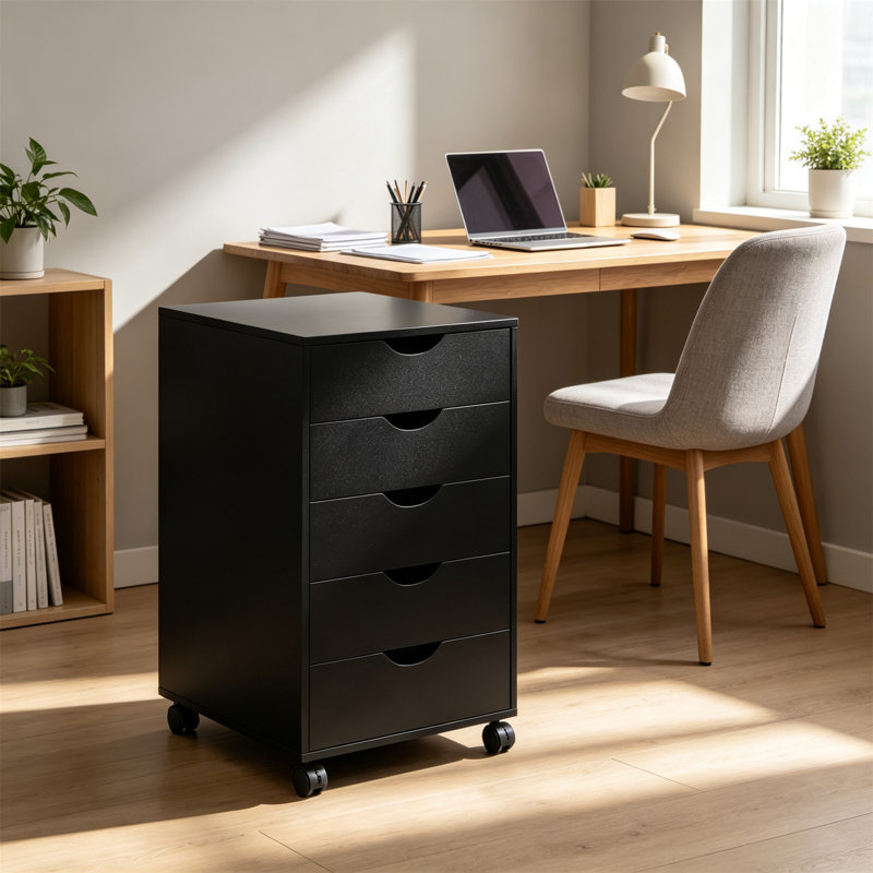 40 cm W 5 -Drawer Filing Cabinet, Black
