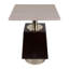 Table d'appoint géométrique en bois et marbre pour un salon confortable - Table d'appoint de conception mixte avec profil étroit pour le style de bureau - 21 po, brun et ivoire