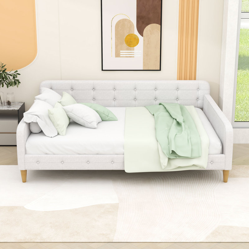 Lit de jour rembourré avec design capitonné, Beige