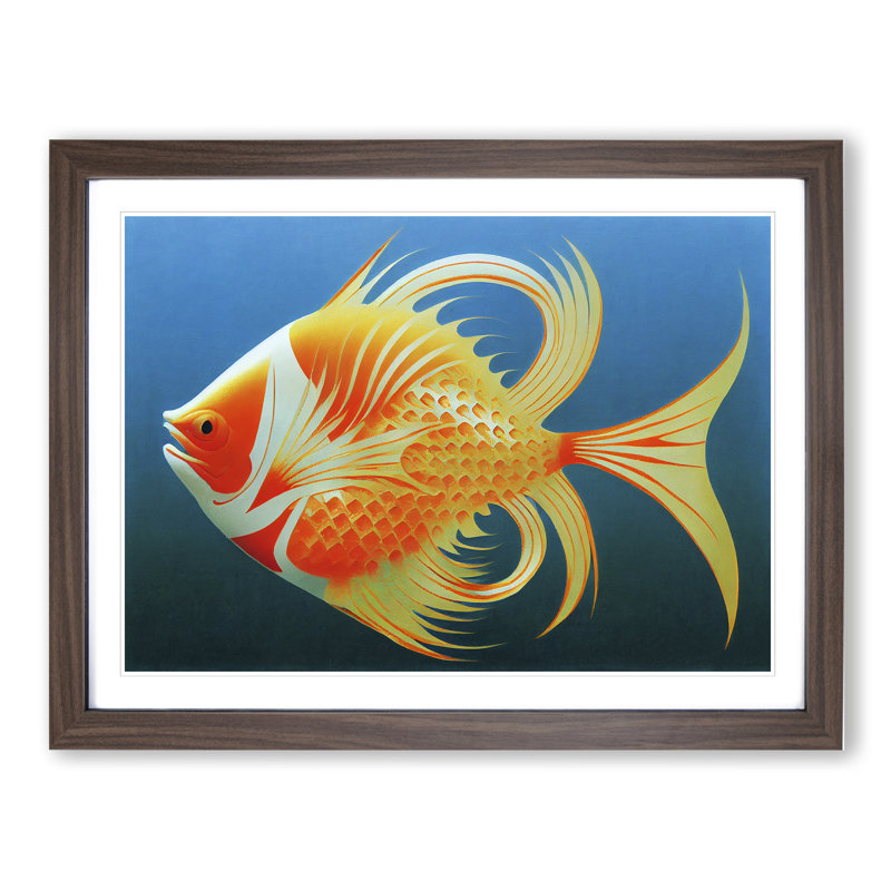 Invigorating Fish - Framed Print, 34cm H x 46cm W x 2cm D, Walnut