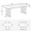 Table de salle à manger rétro en bois avec structure en métal robuste pour six à huit personnes