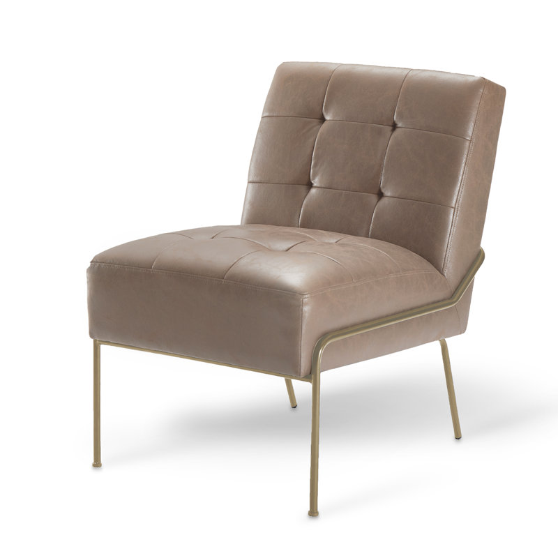 Chaise d'appoint sans accoudoirs en cuir Schaible, Similicuir arachide