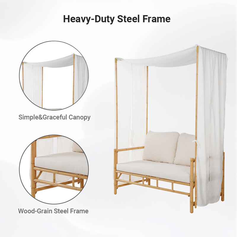 Pinellas 53'' Metal Outdoor Canopy Loveseat with Cushions