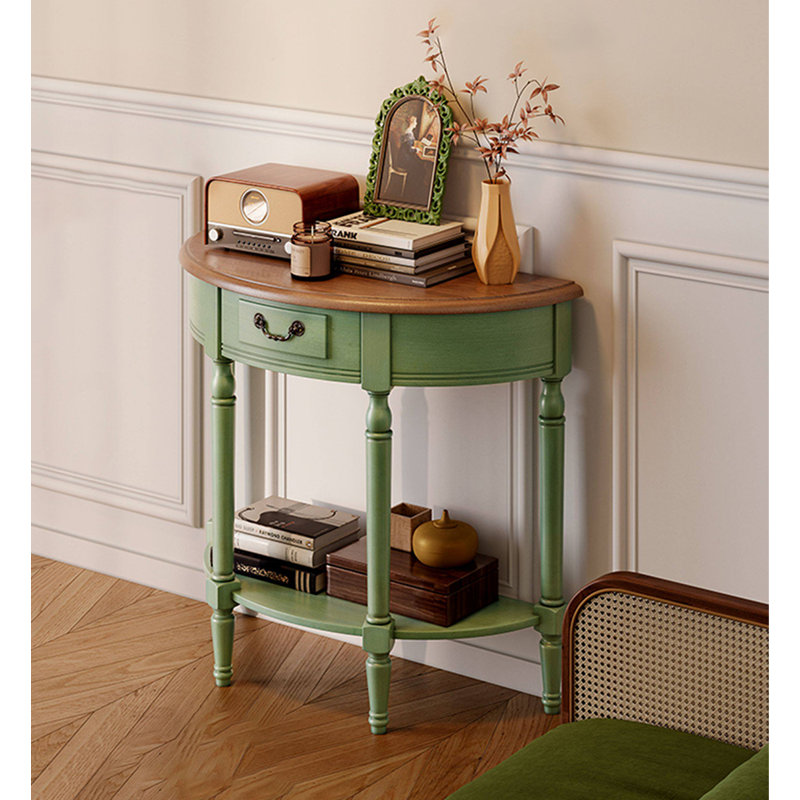 Table d'appoint en bois massif vert pastel French Country